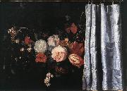 SPELT, Adrian van der Flower Still-Life with Curtain  uig Sweden oil painting artist